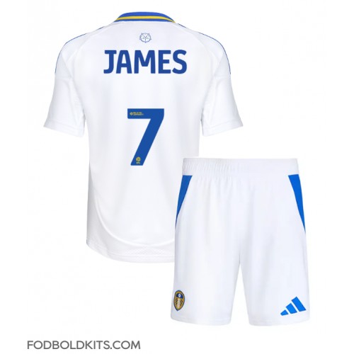 Leeds United Daniel James #7 Hjemmebanesæt Børn 2024-25 Kortærmet (+ Korte bukser)